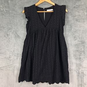 Womens Romper Dress Small‎ Black Babydoll Eyelet Dark Cottagecore Fairy Summer